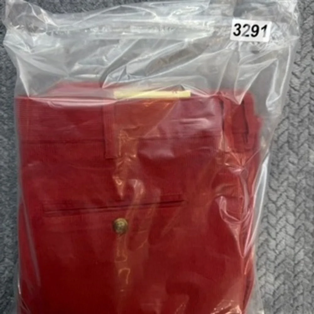 Alan Flusser Pants Mens 34x29 Red Corduroy Pleated Savana Straight NWT Vintage